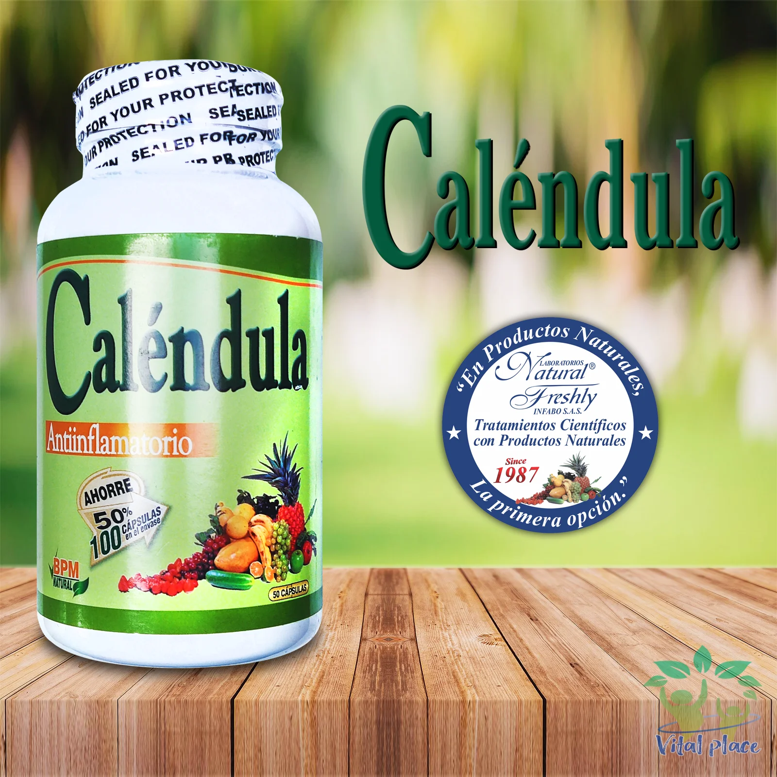 Caléndula 300mg 100 Cápsulas Natural Freshly Caléndula 300mg 100 Cápsulas Natural Freshly